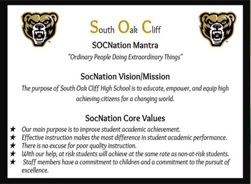 South Oak Cliff High School Mantra, Vision and Mission